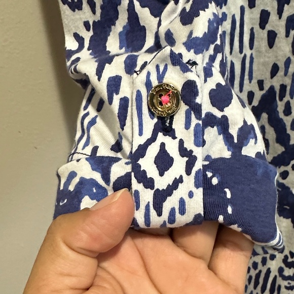 Lilly Pulitzer  Ocean Ridge  Dress  Ikat Blue and White 100%COTTON - Picture 7 of 13